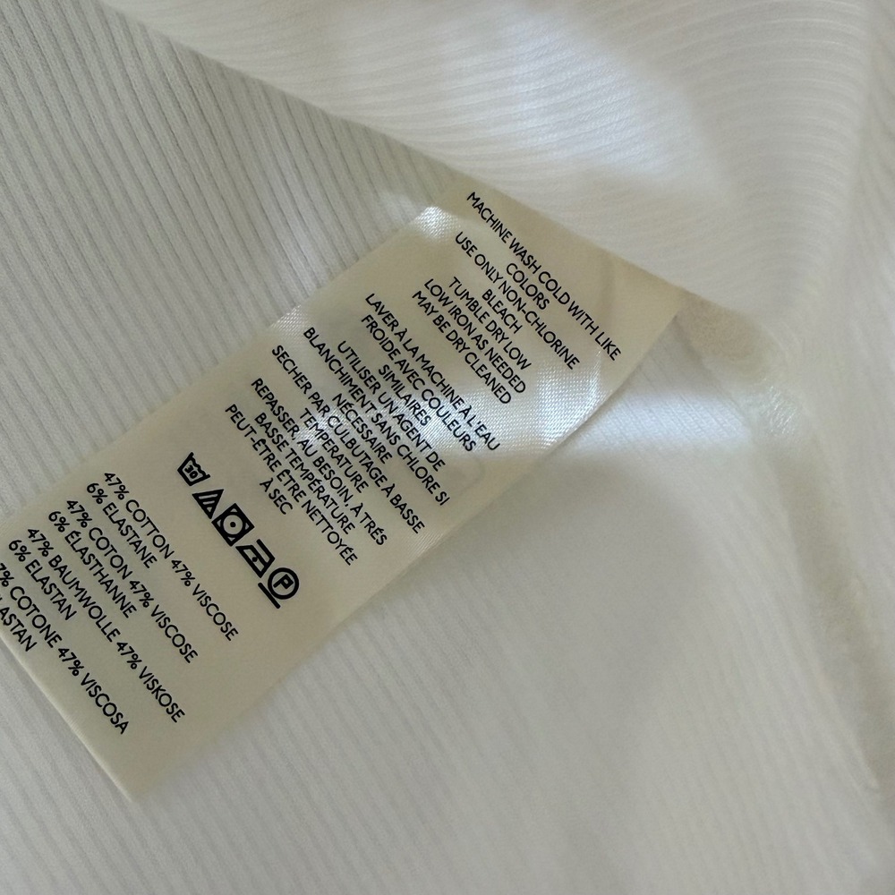 We The Free Free People Ivory Ribbed Scoop Neck Baby Tee Short Sleeve Small S/P - Picture 4 of 5